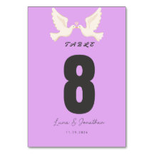 Purple Wedding Table Number Sign | Elegant Script