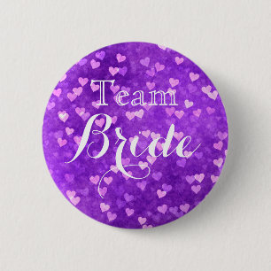 Purple Wedding Team Bride Pinback Button