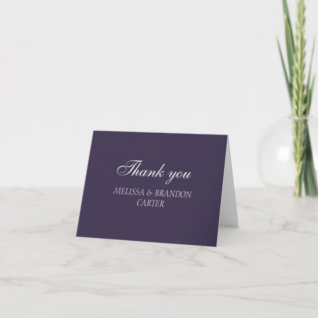 Purple Wedding Thank you  Card (Front)