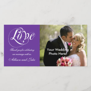 Purple Wedding Thank You Photo Card Template