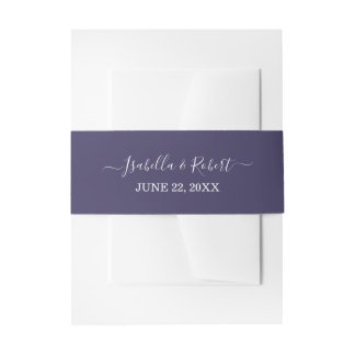 Purple Wedding typography Invitation Belly Band
