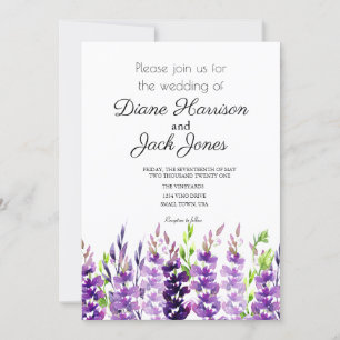 Purple Wedding Watercolor Lavender Invitation