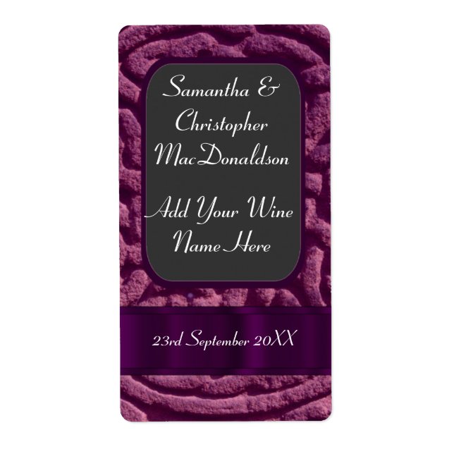 Purple wedding wine bottle (Front)