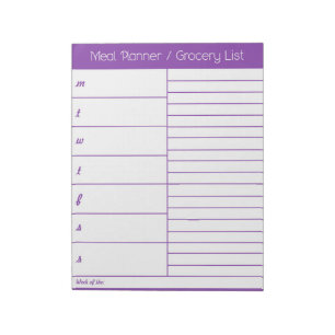 Purple Weekly Meal Planner - Shopping List Notepad