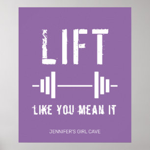 Purple Weightlifting Fitness Gym Poster