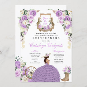 Purple Western Fiesta Charro Quinceañera Invitation