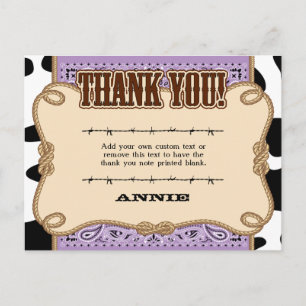 Purple Western Thank You Cards
