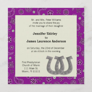 Purple Western Wedding Invitation