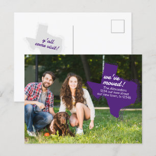Purple We've Moved - Dotted Texas Moving Postcard