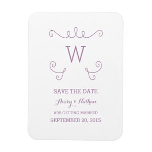 Purple Whimsical Flourish Save the Date Magnet