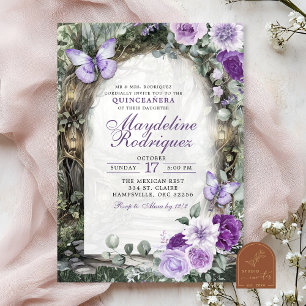 Purple Whimsical Forest Quinceanera  Invitation