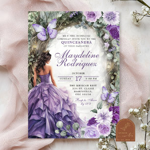 Purple Whimsical Forest Quinceanera Invitation