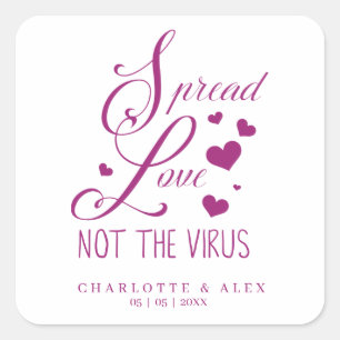 Purple Whimsical Motivational Quote Covid Wedding Square Sticker