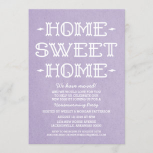 Purple Whimsical Sweet Home Housewarming Party Invitation