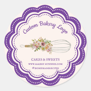 Purple Whisk Flower Boutique Bakery Classic Round Sticker