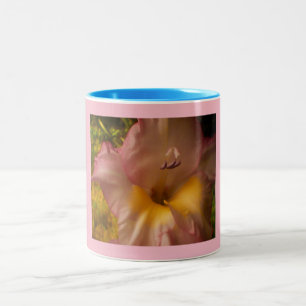 Purple Whiskered Pink Floral Two-Tone Coffee Mug