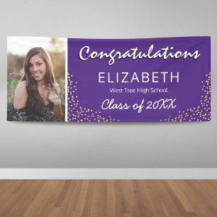 Purple White 2023 Graduation Party Banner