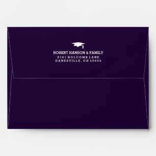 Purple & White 5x7 Graduation Invite Envelope