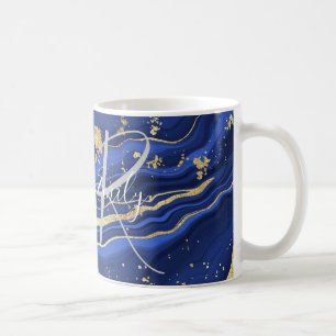 Purple White Agate Marble Abstract Name Monogram   Coffee Mug