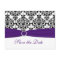 Purple, White and Black Save the Date Postcard