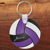 Purple, White and Black Volleyball Key Ring (Back)