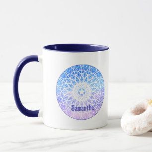 Purple,White And Blue Space Floral Mandala Mug