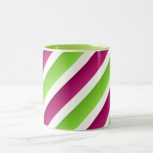 Purple/ White And Green Stripes Two-Tone Coffee Mug