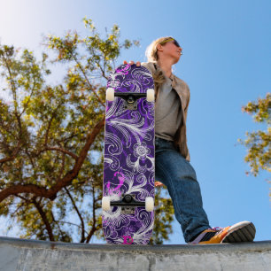 Purple white and Pink floral Dd Brand Skateboard