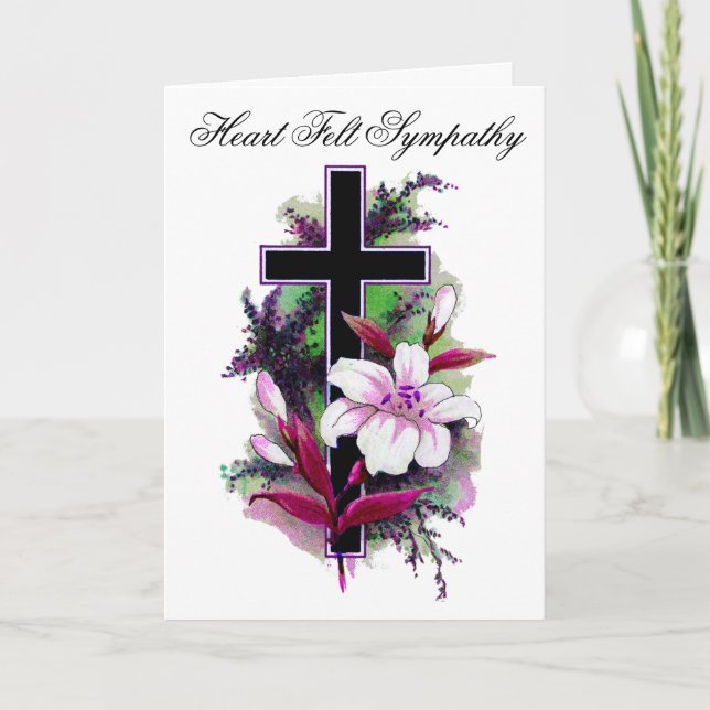 purple white and Pink Flower Sympathy Card 5 (Front)