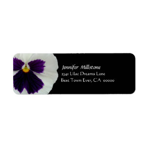 PURPLE & WHITE Angel Pansy Wedding Address Label Return Address Label