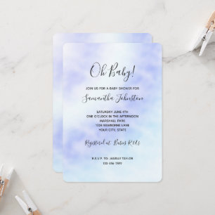 Purple White Aqua Blue Tie dye Baby Shower Invitation