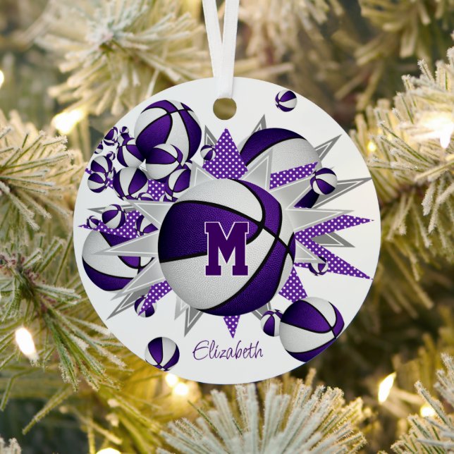 purple white basketball blowout girls sports metal tree decoration (Insitu)