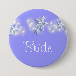 Purple white beach bride bridal 7.5 cm round badge