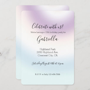 Purple White Blue Tie dye   Invitation