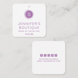 Purple White Boutique Size and Price Calling Card