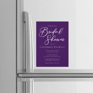 Purple White Bridal Shower Personalised Magnetic Invitation