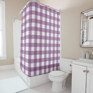PURPLE & WHITE BUFFALO CHECK SHOWER CURTAIN