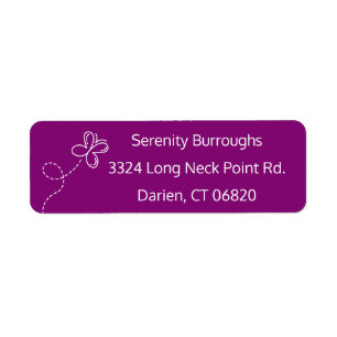 Purple & White Butterfly Love - Wedding, Party Return Address Label