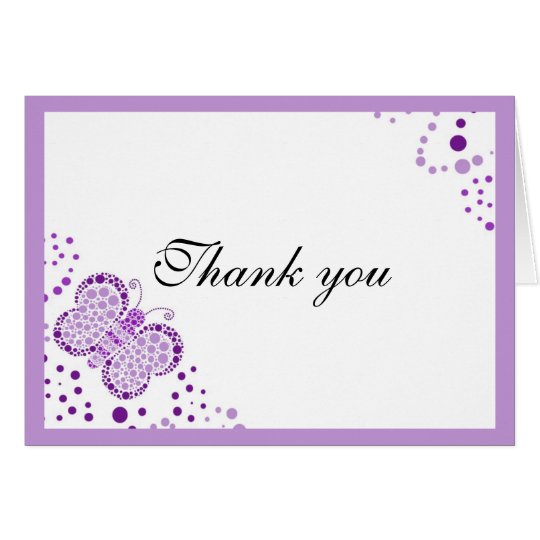Purple & White Butterfly Thank You Note Card