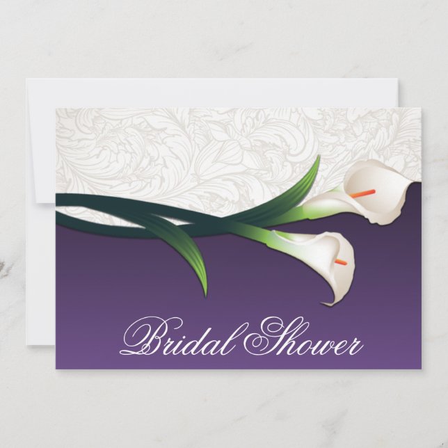 Purple White Calla Lily Bridal Shower Invitations (Front)