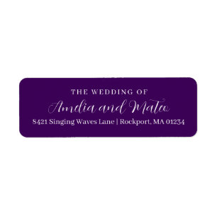 Purple White Calligraphy Wedding Return Address Return Address Label