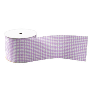 Purple White Checker Diamond Pattern Grosgrain Ribbon
