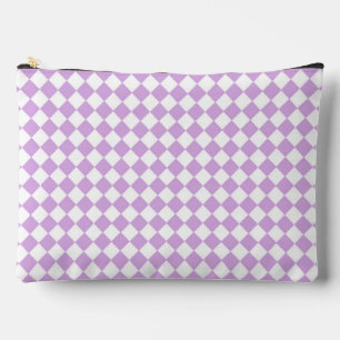 Purple White Checker Diamond Pattern Large Accessory Pouch