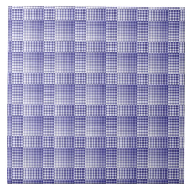 Purple White Chequered Abstract Pattern Ceramic Tile (Front)