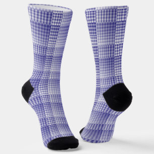 Purple White Chequered Abstract Pattern Socks