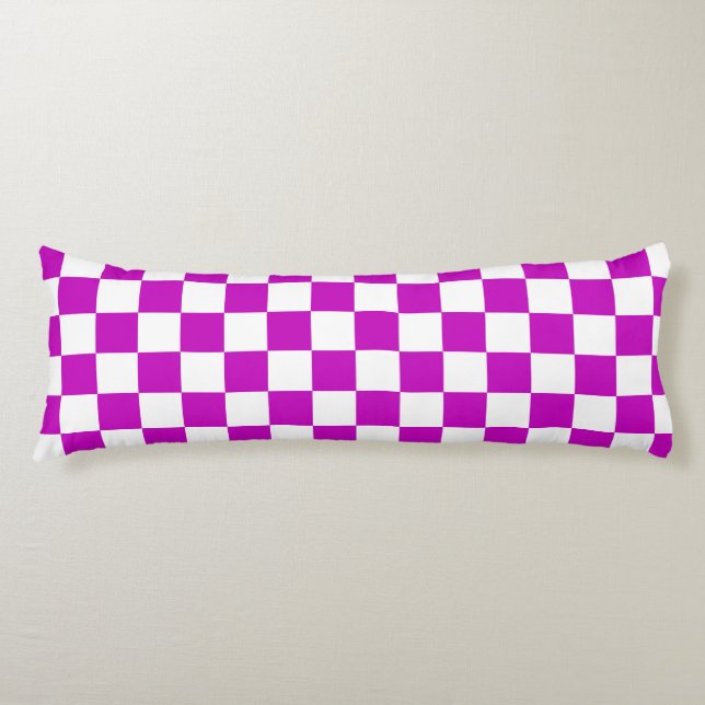 Purple White Chequered Check Pattern Body Cushion (Front)