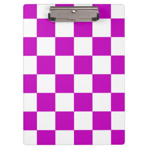 Purple White Chequered Check Pattern Clipboard