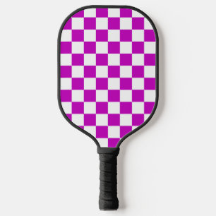 Purple White Chequered Check Pattern Pickleball Paddle
