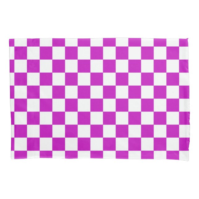 Purple White Chequered Check Pattern Pillowcase (Front)