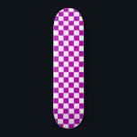 Purple White Chequered Check Pattern Skateboard<br><div class="desc">Purple and White Check Chequered Geometric Squares Pattern Design</div>